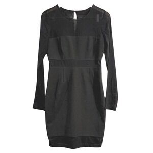 Elizabeth and James‎ Black Sheer Silk Panel Long Sleeve Bodycon Dress 6 Modern